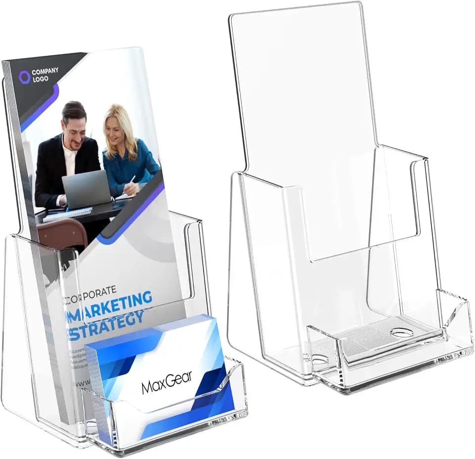 MaxGear Acrylic Brochure Holder Flyer Display Stand 4 x 9 Inch, 2 Pack