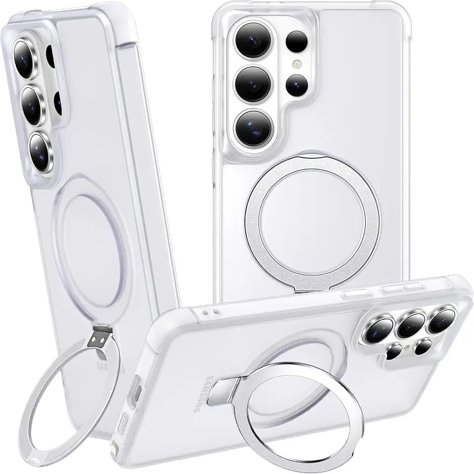 Compatible with Samsung Galaxy S25 Ultra Case with Stand, Frost White