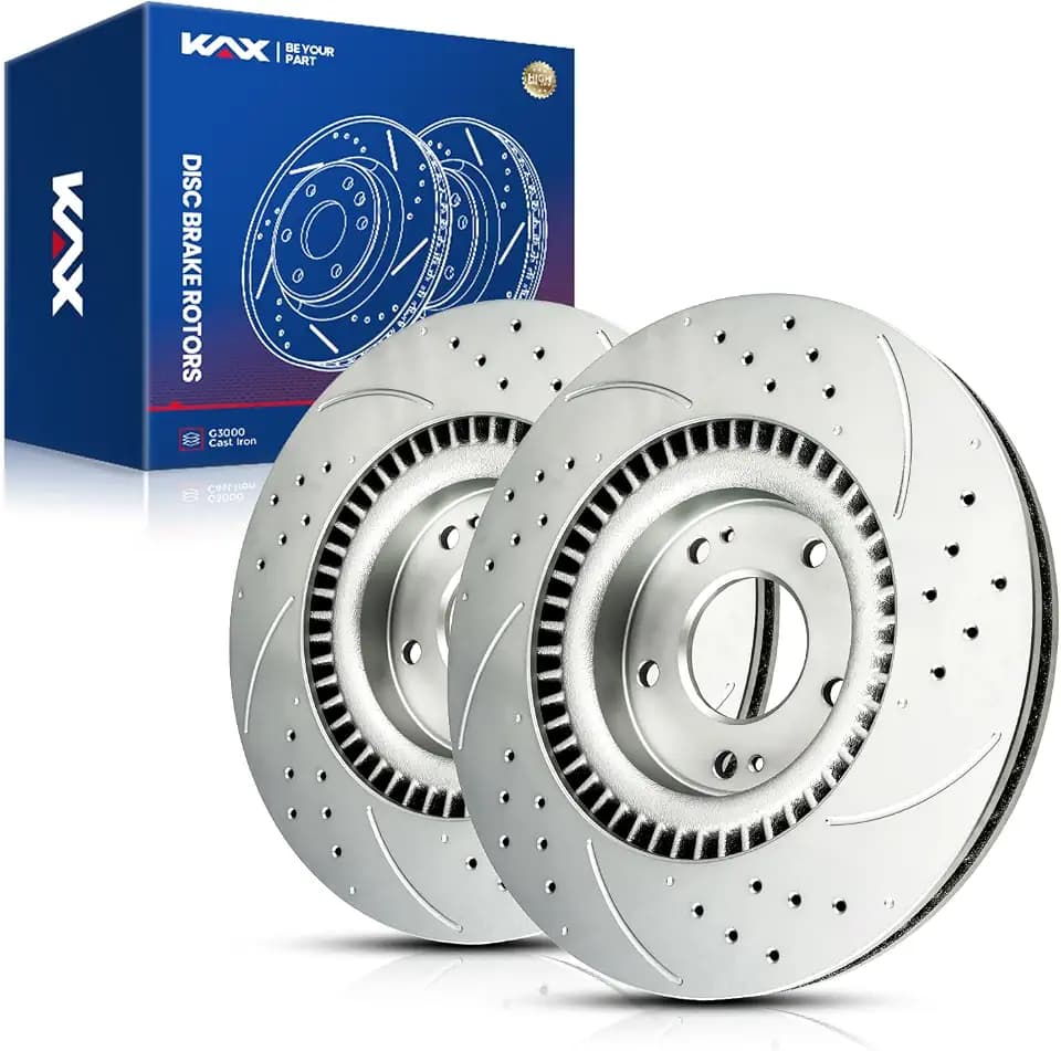 KAX 12.6in (320mm) Front Drilled and Slotted Disc Brake Rotors Fit for Ford Fusion 2013-2020, Lincoln MKZ 2013-2016, 2pcs # 31590