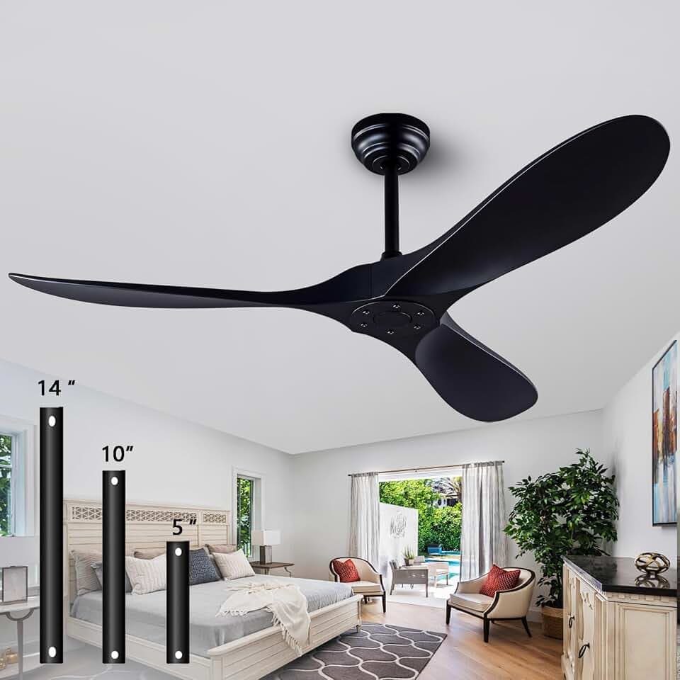 52-inch Ceiling Fan with Remote Control, Reversible, Quiet, and Lightless