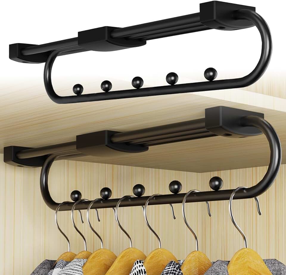 Ausziehbare Kleiderstange 40 cm,Verstellbarer Kleiderstange für Schrank,Ausziehbare Teleskopstange Speicherplatz Spare,Kleidung und Hosen Organisieren Aufbewahren (2 Stück 40CM)