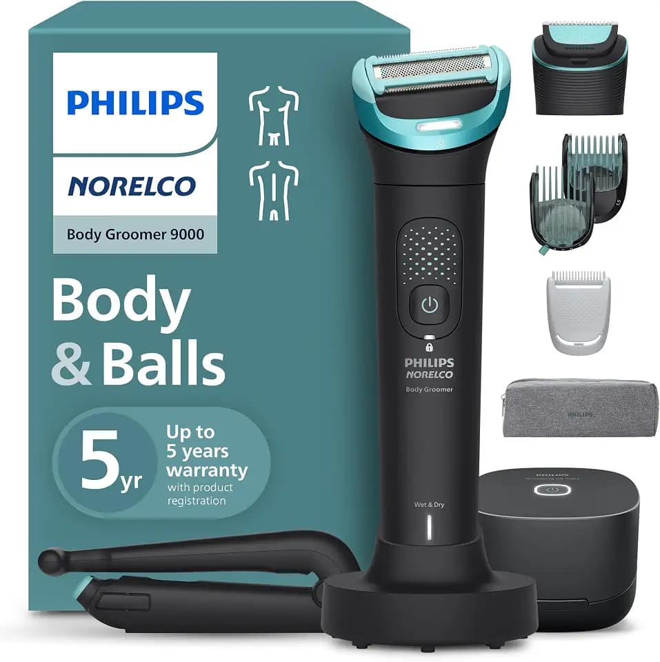 Philips Norelco Body Groomer 9000, Body & Balls, Dual Head Trimmer & Shaver