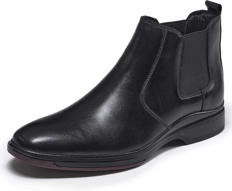ArcBrothers Men's Chelsea Boots, Relaxed Fit Roomy Toe Box Design, Premium Leather Slip-on Ankle Boots, All-Day Comfort