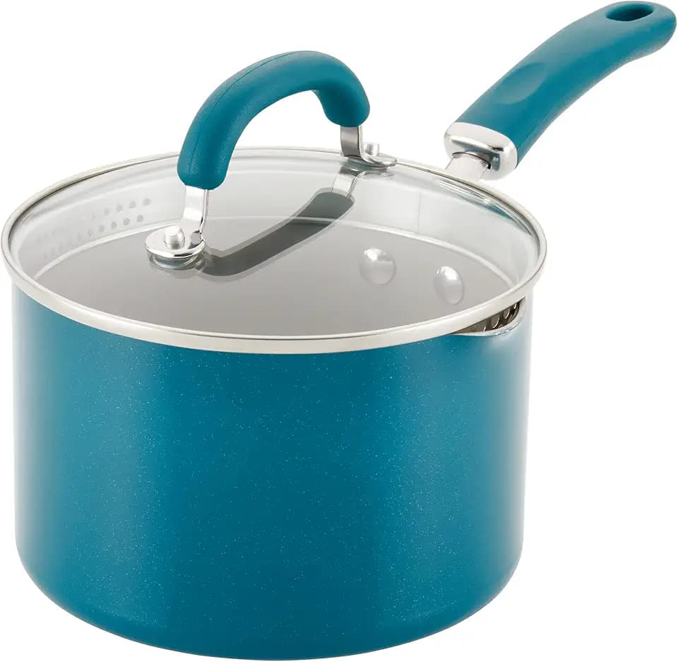 Rachael Ray Create Delicious Nonstick Saucepan with Straining Lid, 3-Quart