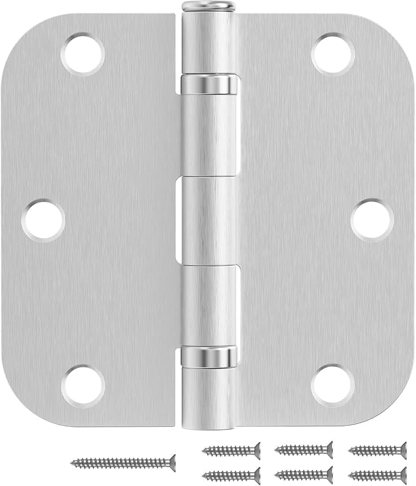 Brushed Nickel Door Hinges 30 Pack 3.5 Inch 5/8" Radius Corners