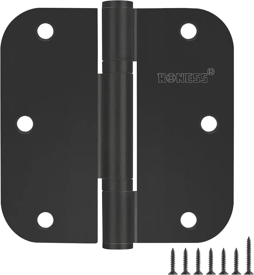 24 Pack Matte Black Oil-Free Door Hinges 3.5'' Premium Stainless Steel Door Hinges 3.5'' X 3.5'' with 5/8" Radius Corner Heavy Duty Rust-Resistant Doors Hardware