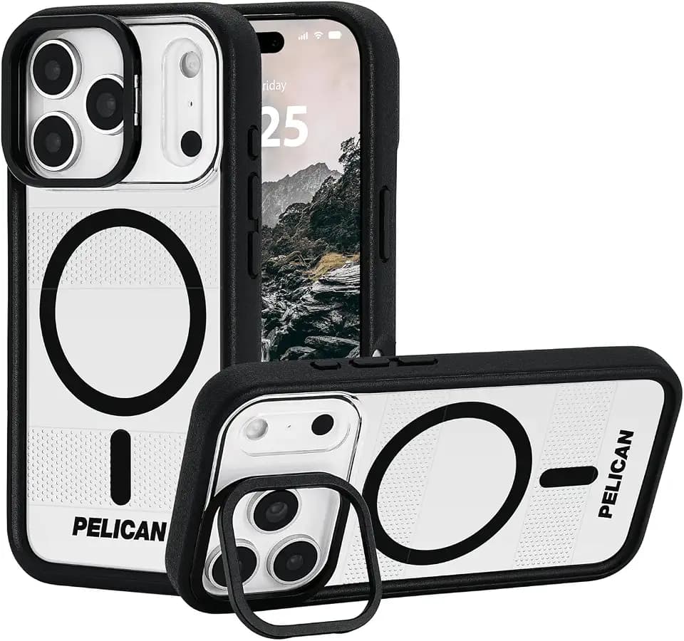 Pelican Protector iPhone 17 Pro Max Case with Camera Stand - Clear