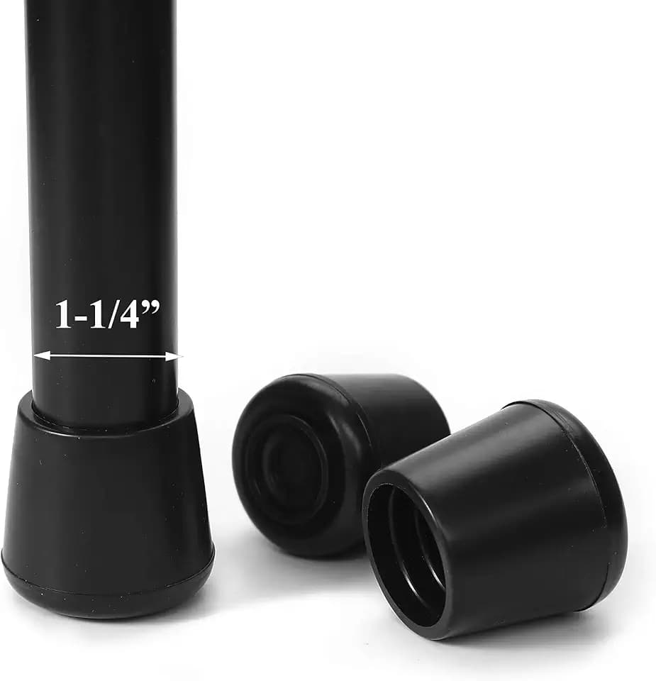 Chair Leg Tips Caps-Non Slip Rubber Leg Tips 1-1/4” Inner Diameter, Furnigear Chair Leg Floor Protectors Round Black-8 Pack(Fit Round Diameter 31-32mm)