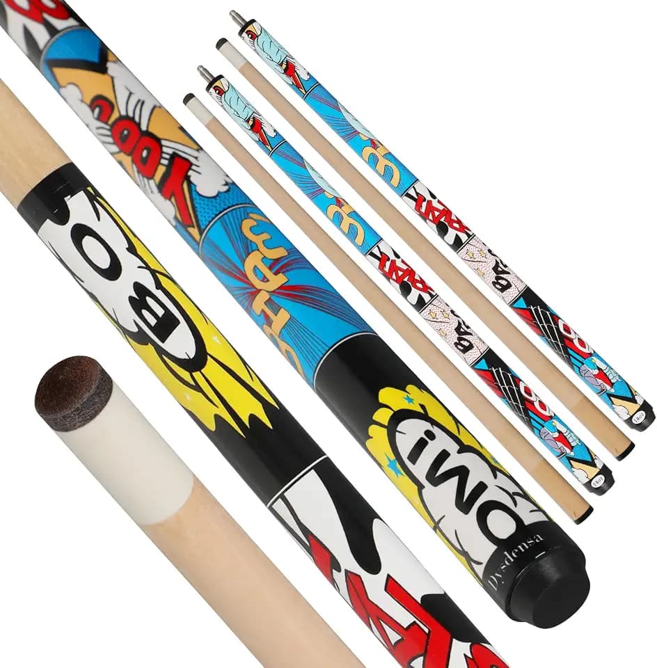 Kids Short Pool Cue Set of 2, Available Length & Styles