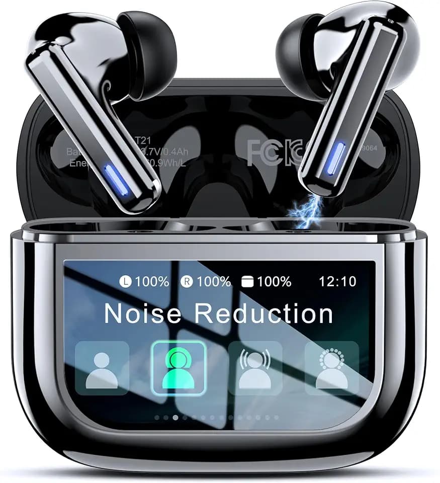 Wireless Earbuds, ANC Noise Cancelling Ear Buds with Touch Screen, Jetblack