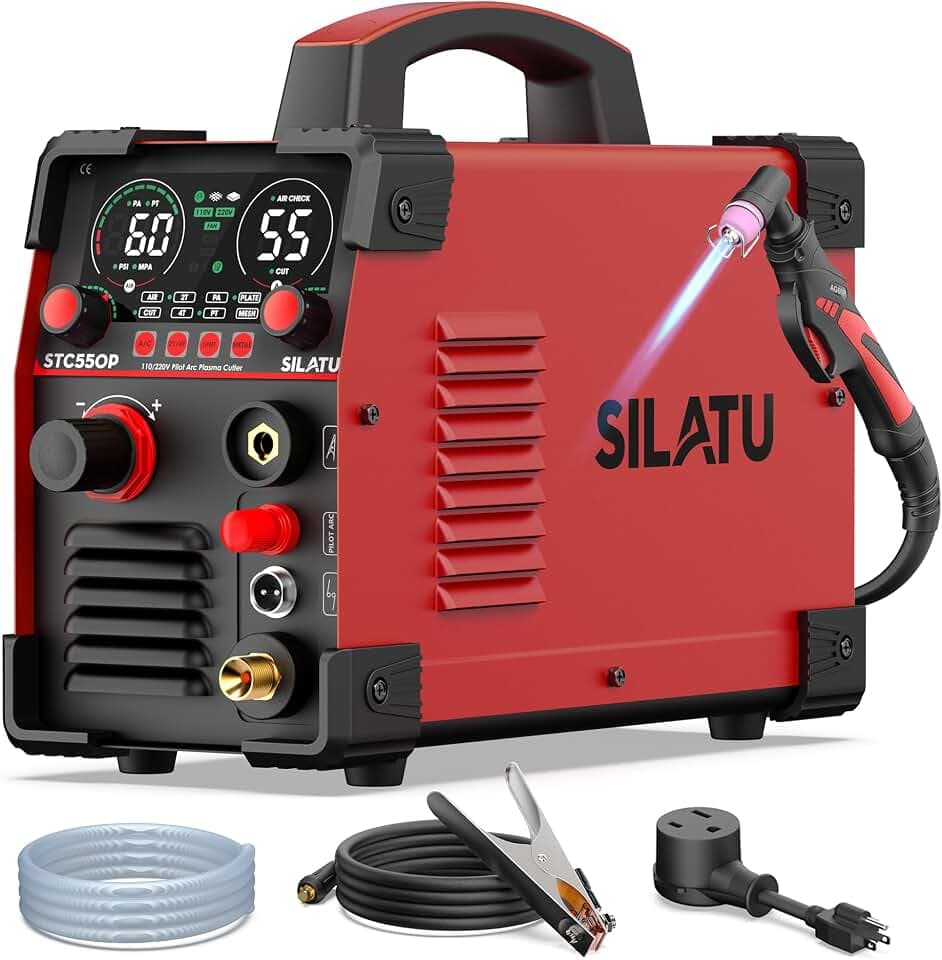 SILATU 55A Plasma Cutter Machine, Non-Touch Pilot Arc, 110/220V, Air Sensor
