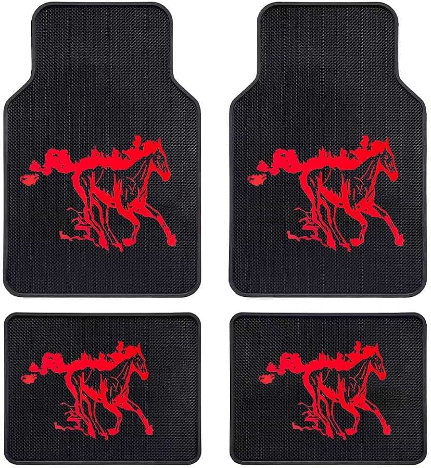 Custom-Fit All-Weather Rubber Red Horse Car Floor Mats Anti-Slip Heavy Duty fit for Bronco Mustang Car Mats Car Accessories