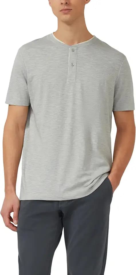 s.Oliver Herren T-Shirt – Henleyausschnitt, Jersey, Regular Fit