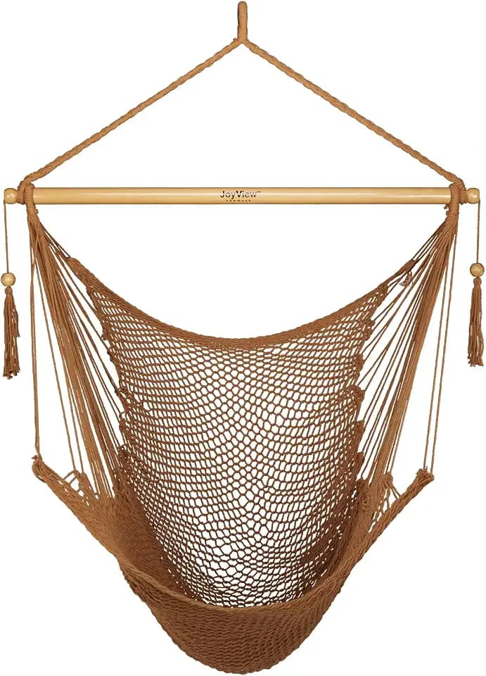JoyView Hanging Hammock Chair, Caribbean Rope Swing Chair Wood Spreader Bar