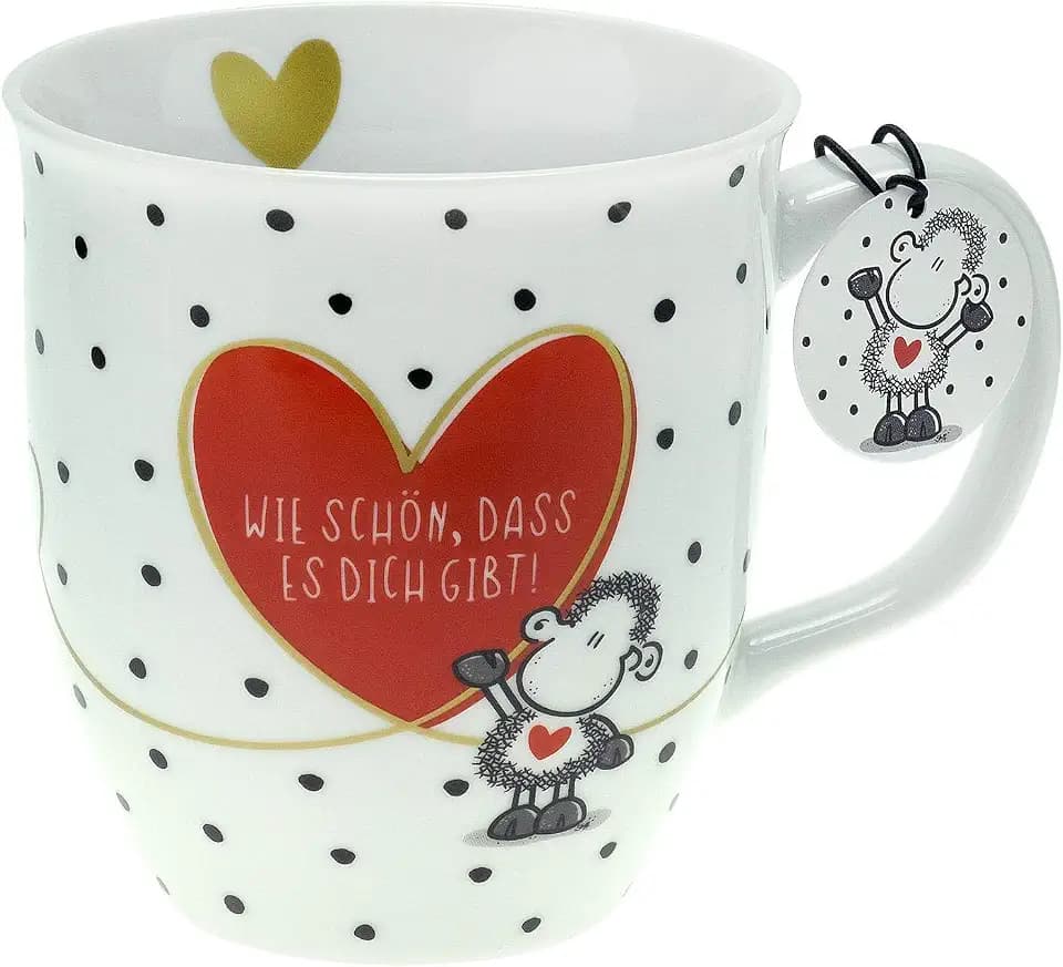 Sheepworld Tasse mit Motiv "Wie schön" | Tasse mit Spruch, Kaffeetasse, Porzellan, 40 cl | Geschenk Freunde, Valentinstag | 46218