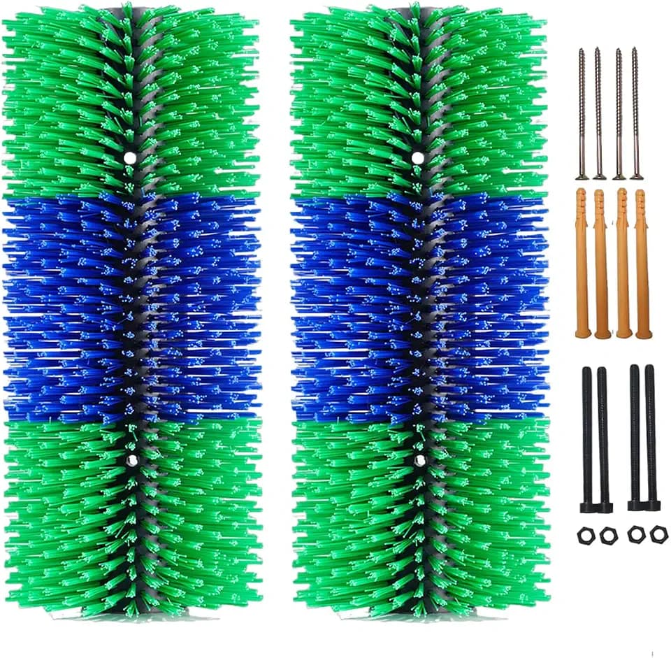 Livestock Scratching Brush – Durable Cow, Horse, and Goat Scratcher, Ideal for Livestock Grooming, Animal Back Scratching Post (green, 2-pack)