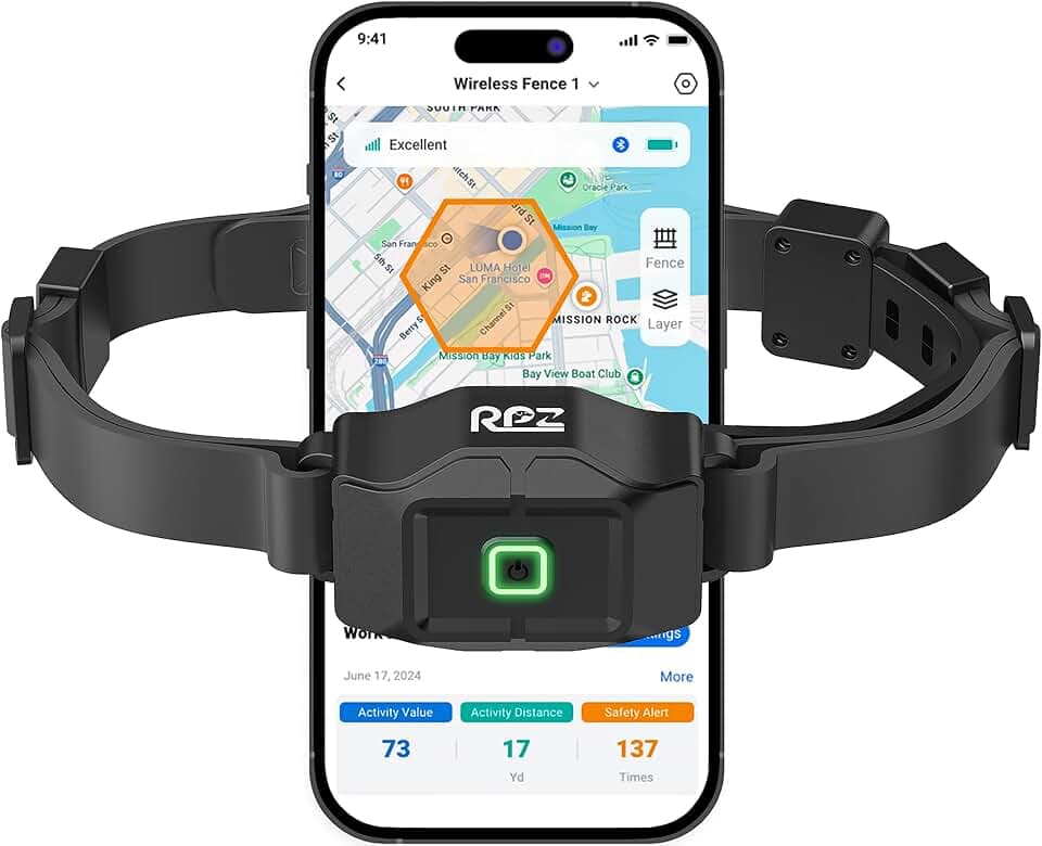 RPZ GPS Wireless Dog Fence System with Free App, No Subscription, Black