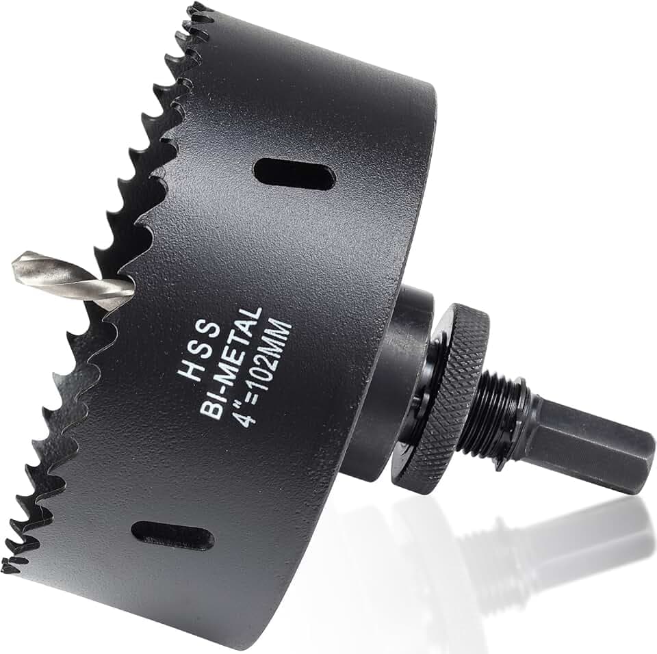 102mm Lochsäge für Metall und Holz, 4 Zoll HSS Bi-Metall Lochbohrer Rund-Lochschneider mit 40mm Schnitttiefe, für Stahl, Eisen, Aluminium, Decken, Trockenbau und Gipskarton