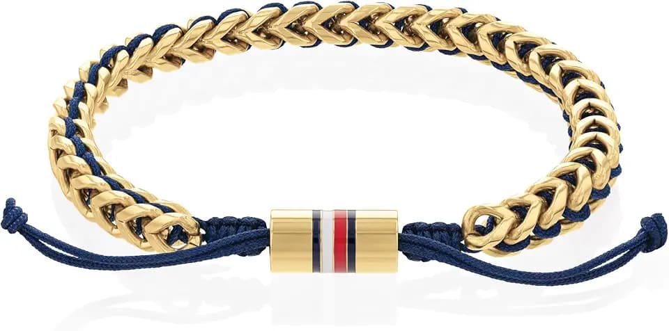 Tommy Hilfiger Jewelry Herren-Armband aus Edelstahl und Nylon verflochten mit verstellbarem Verschluss