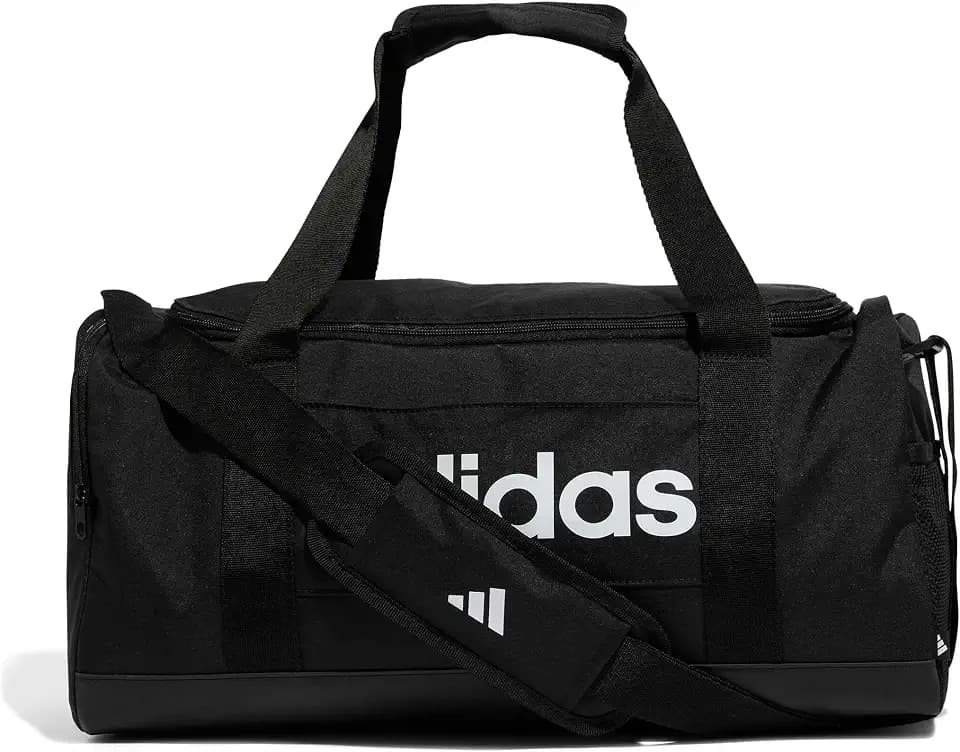 adidas Unisex Essentials Linear Duffel Bag Duffel Bag, Black/Black/White, S