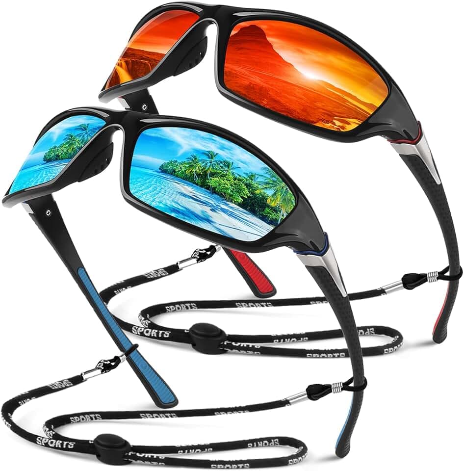 Sunier Sonnenbrille Herren Polarisiert, Sport Fahrradbrille UV400 Schutz