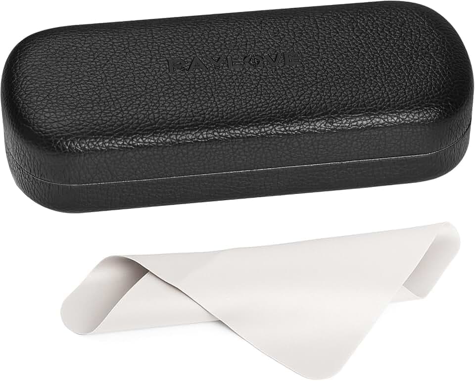 RayLove Brillenetui Hardcase Groß – Hartschalen Brillenbox für Große Brillen & Sonnenbrillen, Lederoptik Brillenhülle mit Mikrofaser Reinigungstuch