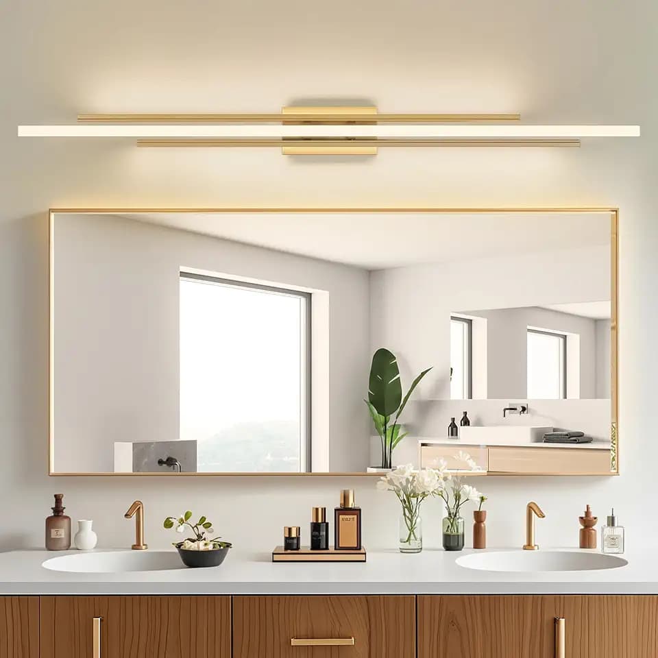 VitaLink 55" Long Vanity Light Gold Bathroom Wall Light Fixtures Long Vanity Lights Over Mirror Lighting Lamps Dimmable Bathroom Wall Mount Lighting Over Vanity Mirror