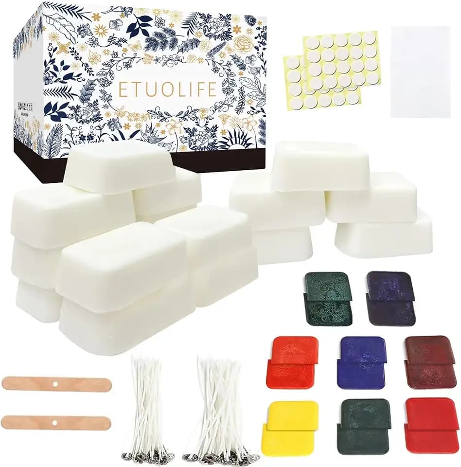 ETUOLIFE Kerzen Selber Machen Set, DIY Kerzenherstellung Kit für Erwachsene, Kerzenwachs zum Gießen, 960g Sojawachs, Kerzenwachs Farbstoffe Docht