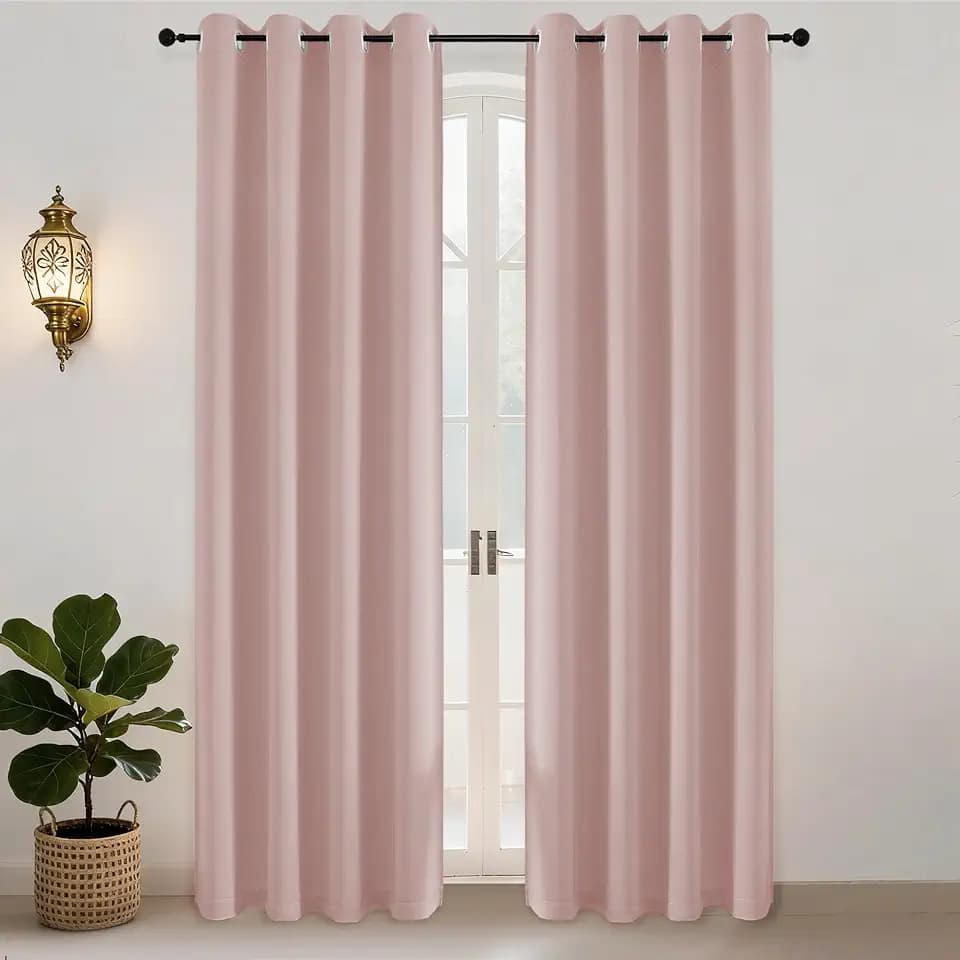 Simplebrand Verdunklungsvorhänge Rosa mit Ösen 2er Set H220 x B140 cm