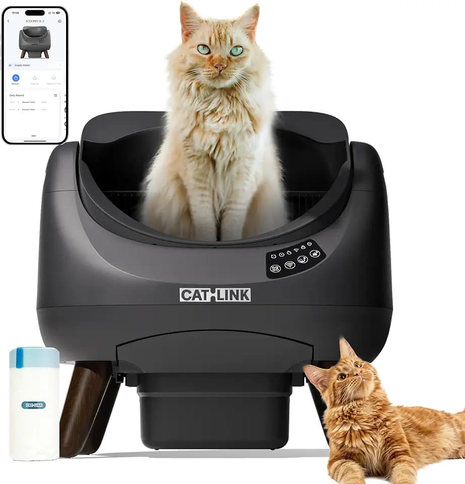 CATLINK Selbstreinigende Katzentoilette, Katzenklo XXL mit offenem Top-Design, 5 GHz WLAN, 12L Großvolumen, Für alle Streuarten, Ideal für Mehrkatzenhaushalte(Grau)