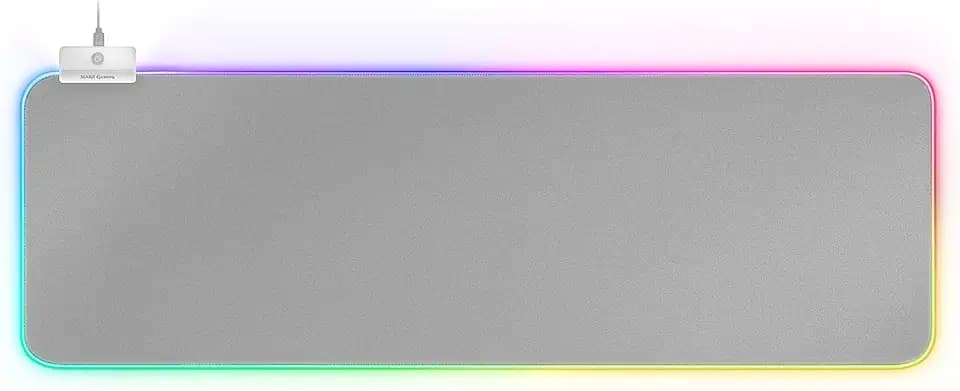 Mars Gaming MMPRGB2S XXL, Mauspad RGB 12 Modi, 2 USB 2.0, Weiß-Silber