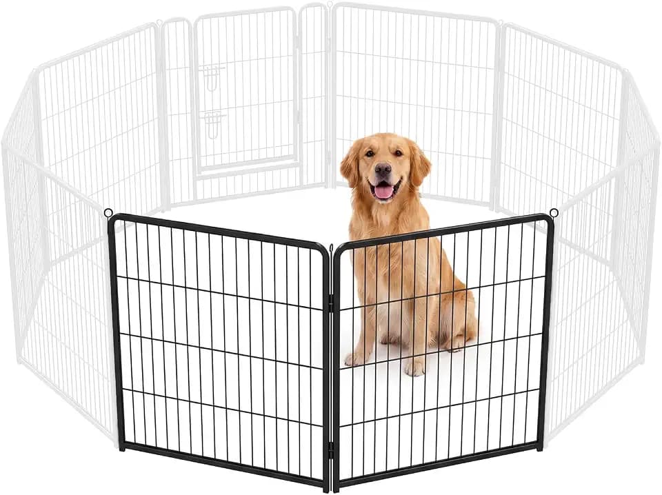 DUMOS Dog Playpen 32 Inch 2 Panels Indoor Outdoor Metal Pet Fence