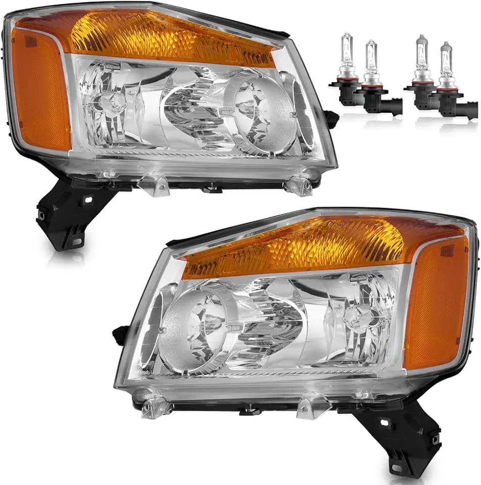 Headlights for 2004-2015 Nissan Titan, with High/Low Beam Bulbs
