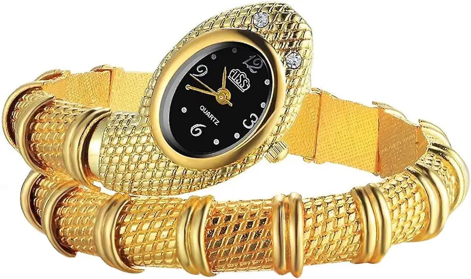 JewelryWe Damenuhr Schlange Legierung Uhr Damen Analog Quarz Armbanduhr Chunky Flexible biegbares Schlangenarmband Wickelarmband Uhr geschichtet gewickelte Schlangenuhr für Frau Mädchen