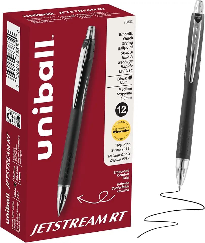 uniball™ Jetstream RT Ballpoint Pens, Black, 1.0mm Medium Point, 12 Count