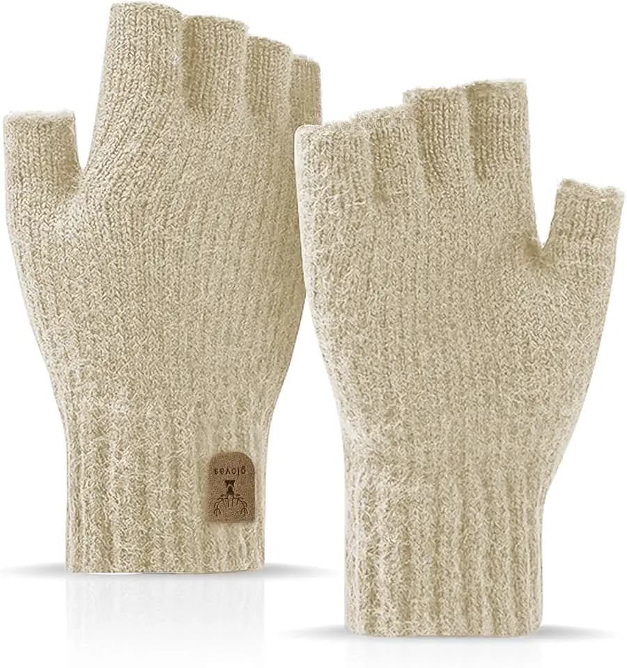 Fingerlose Handschuhe, Handschuhe ohne Finger Winter Warme Strickhandschuhe Arbeiten Camping Wandern Laufen Radfahren Fahren für Herren und Damen