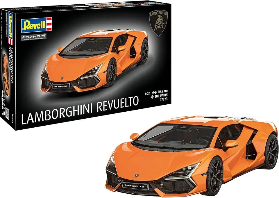 Revell Lamborghini Revuelto | Modellbausatz 1:24 mit 105 Teilen | Supersportwagen mit V12 Hybridmotor, Scherentüren und beweglicher Motorhaube