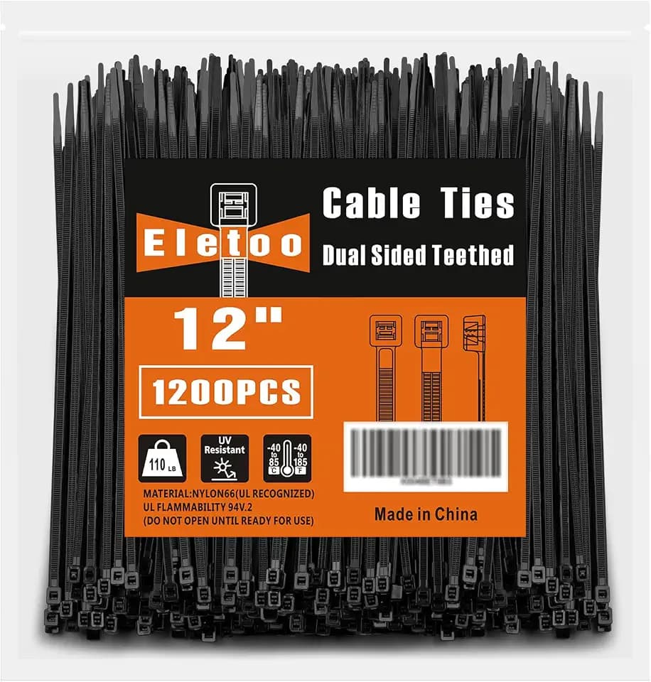 12 Inch Black Zip Ties Heavy Duty 1200 Pack Cable Ties 110 LBS