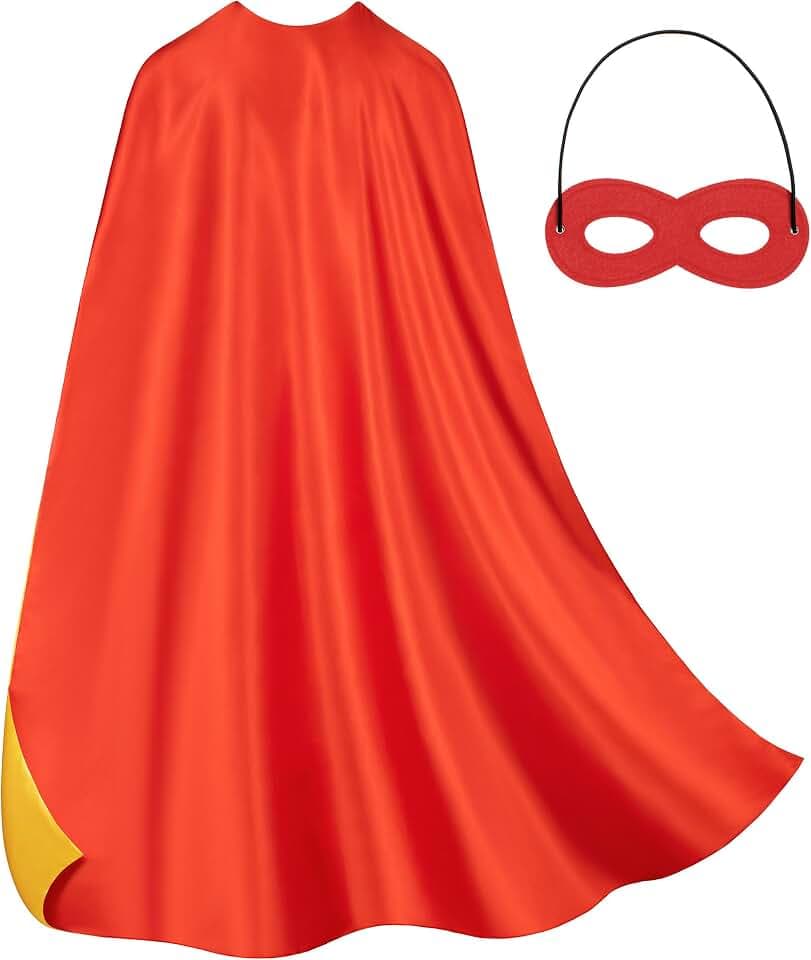 Adult Superhero Cape & Mask Set - Double-Sided Super Hero Capes and Masks for Men Women Dress-Up Parties
