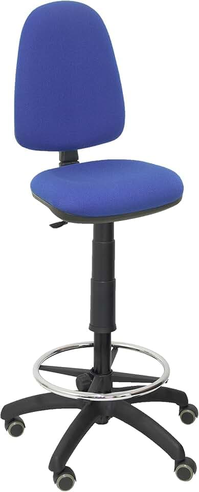 Piqueras y Crespo T04CP – ergonomischer Hocker, höhenverstellbar, Ring zum Abstützen der Füße, Rollen blau