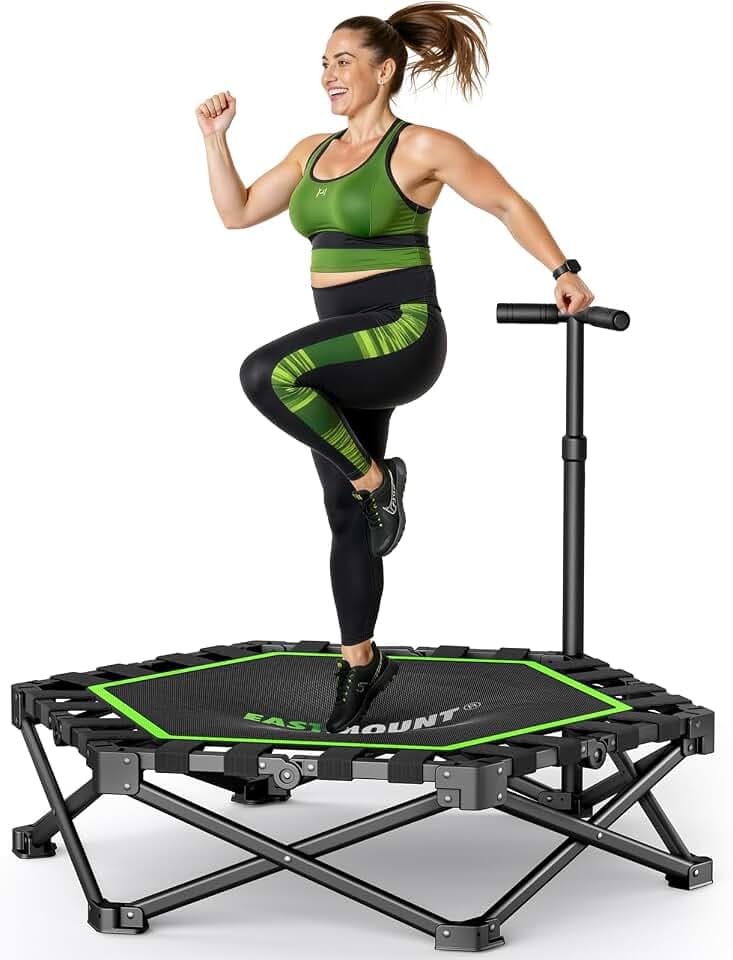 EAST MOUNT 42" Foldable Mini Trampoline Indoor, Folding Rebounder Trampoline for Adults with Handles, Exercise Rebounder, Small Trampoline for Adults, for Indoor Garden Workout