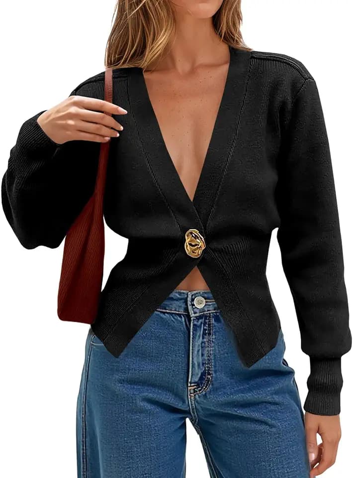 Cicy Bell Womens V Neck Knitted Cardigans Long Sleeve Button Down Sweaters Fall Casual Coats Outerwear