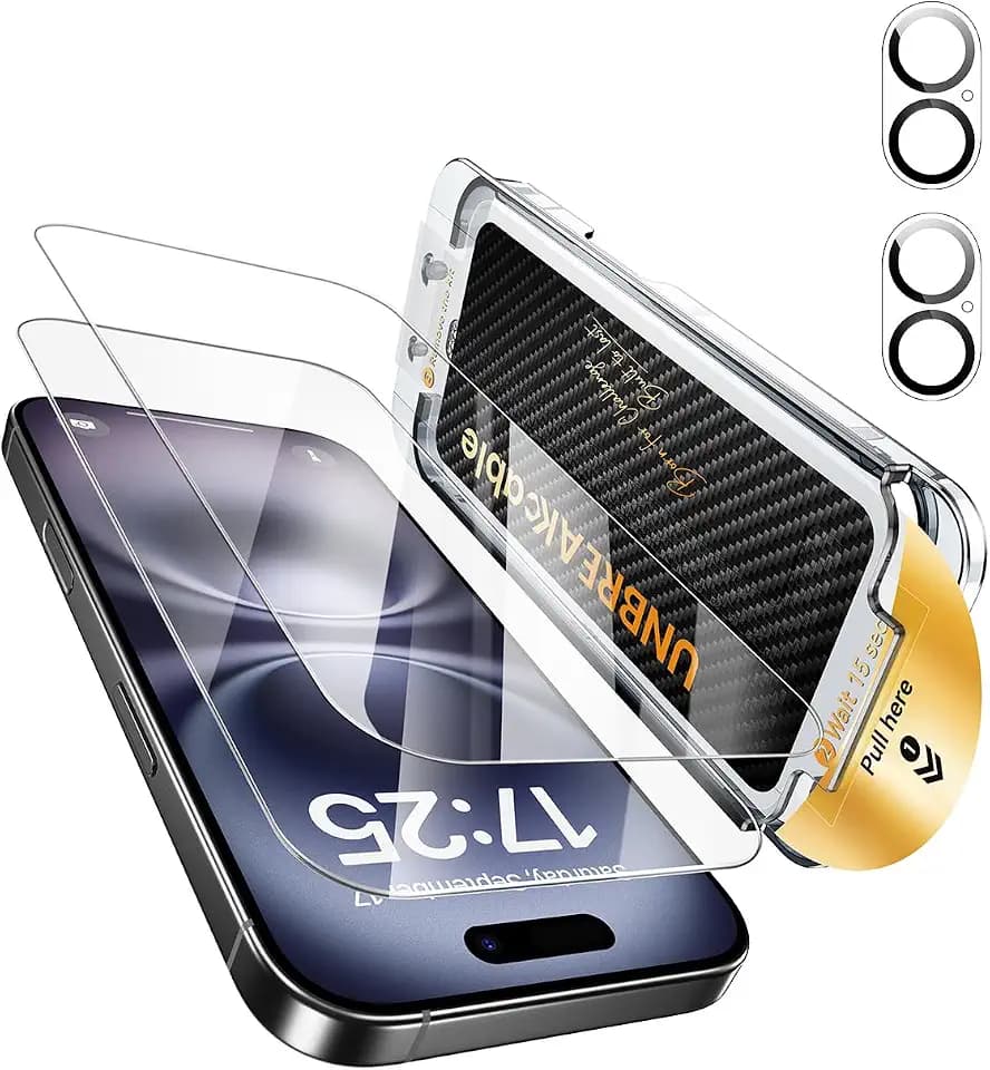 UNBREAKcable 2+2 Pack Screen Protector for iPhone 16 Plus with Lens