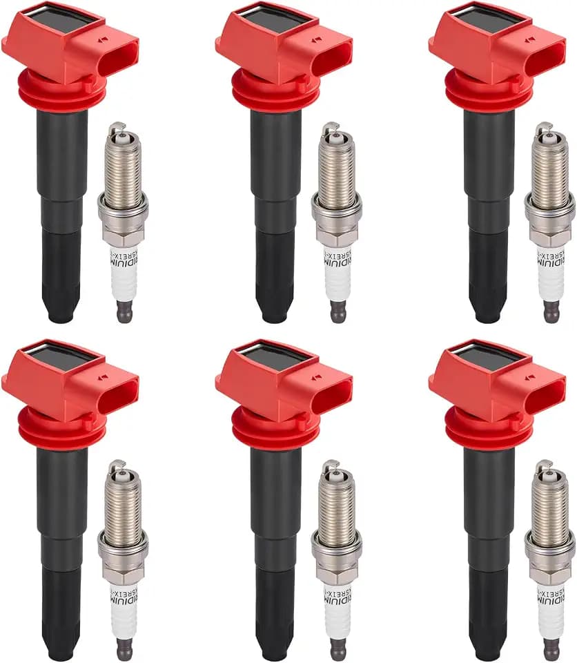 Ignition Coil UF660 & Spark Plug AP5325 Kit – Fit for Porsche Panamera 10-16, Cayenne 08-14, 3.6/4.8L V8 – Replaces 94860210402, 94860210404 (6 Coils & 6 Plugs)