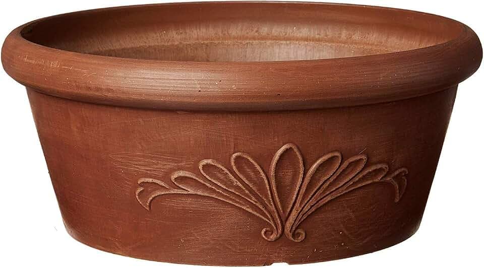 Arcadia Garden Products PSW 10-Inch Medium Plastic/Stone/Wood Composite Bulb Pan – No Drainage Hole (Drillable), Planter Bowl for Succulents, Bonsai, Fairy Gardens, Herbs, Terra Cotta Color