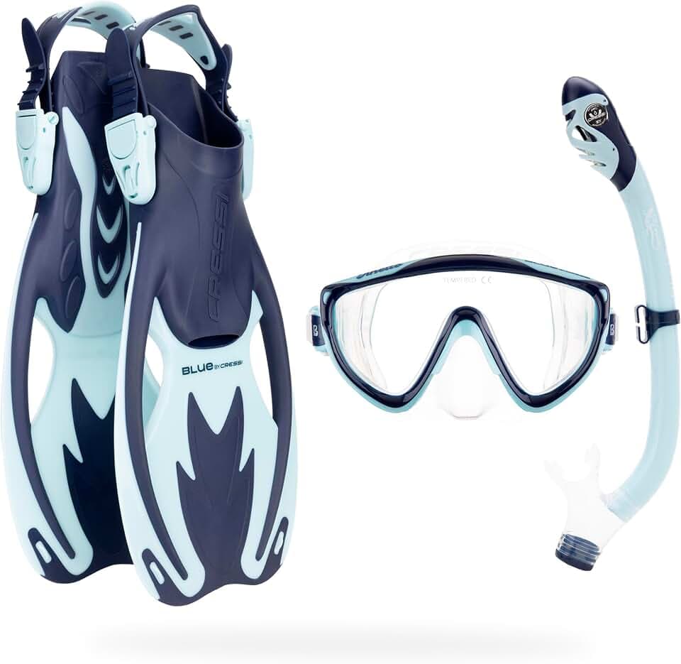 CRESSI Tinetto Rocks Dry Set - Schnorchelset für Kinder mit Kurzflossen, Silikonmaske und Trockenschnorchel