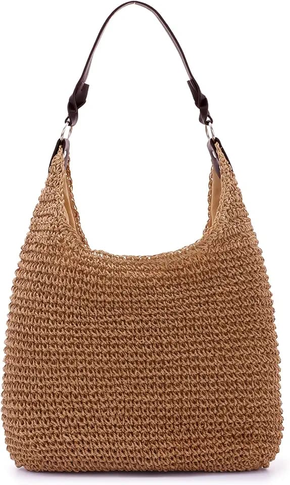 KUANG! Women's Straw Hobo Bag Large Handwoven Rattan Shoulder Bag Woven Straw Purse Summer Beach Tote Bag for Vacation