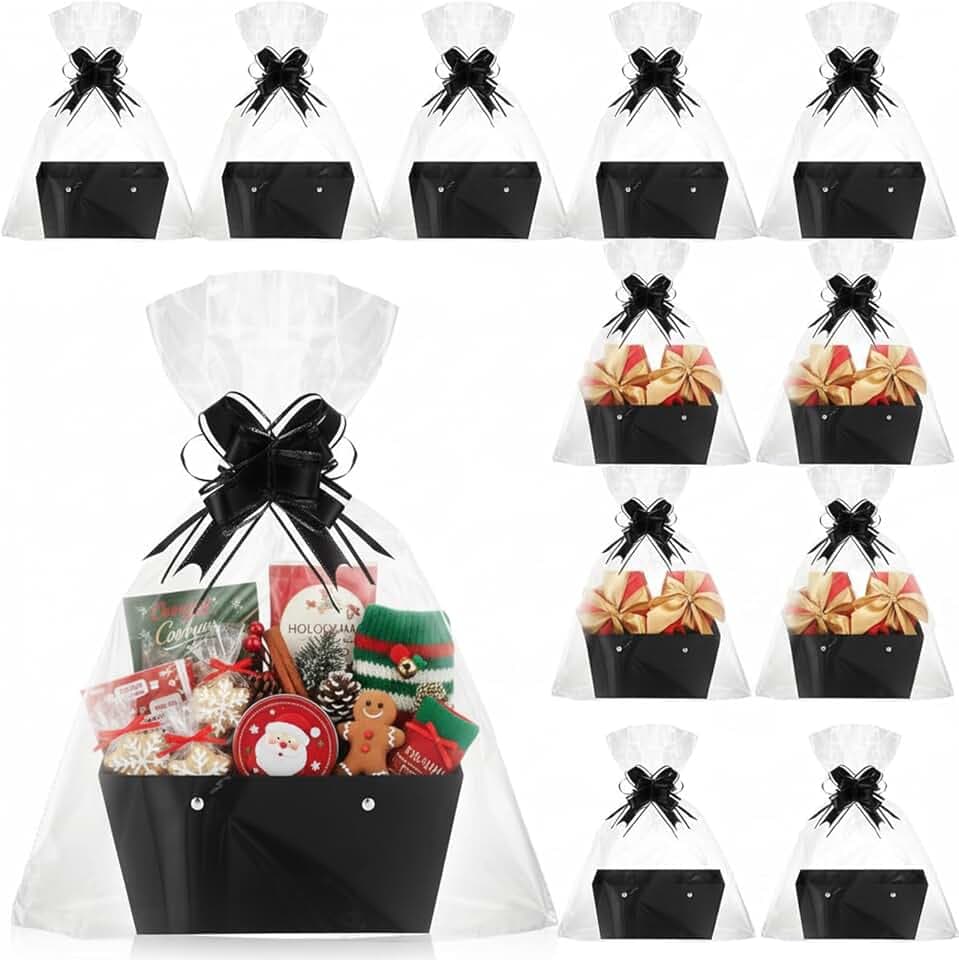 Colarr 12 Pack Basket for Gift Empty Bulk Empty Gift Basket Kit, Black