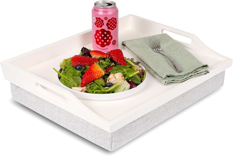 ROSSIE HOME Wood Lap Tray – Soft White, Fits 15.6" Laptops