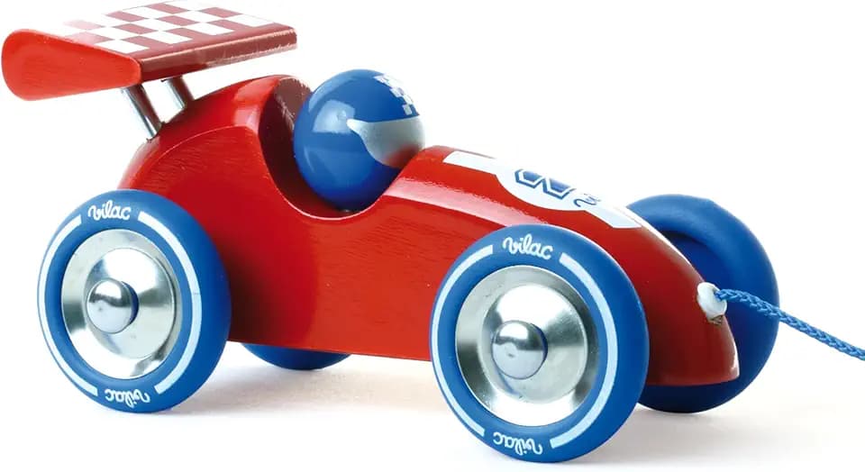 Rennwagen Rot und Blau zum Ziehen Spielzeug für die Kleinsten ab 12 Monaten